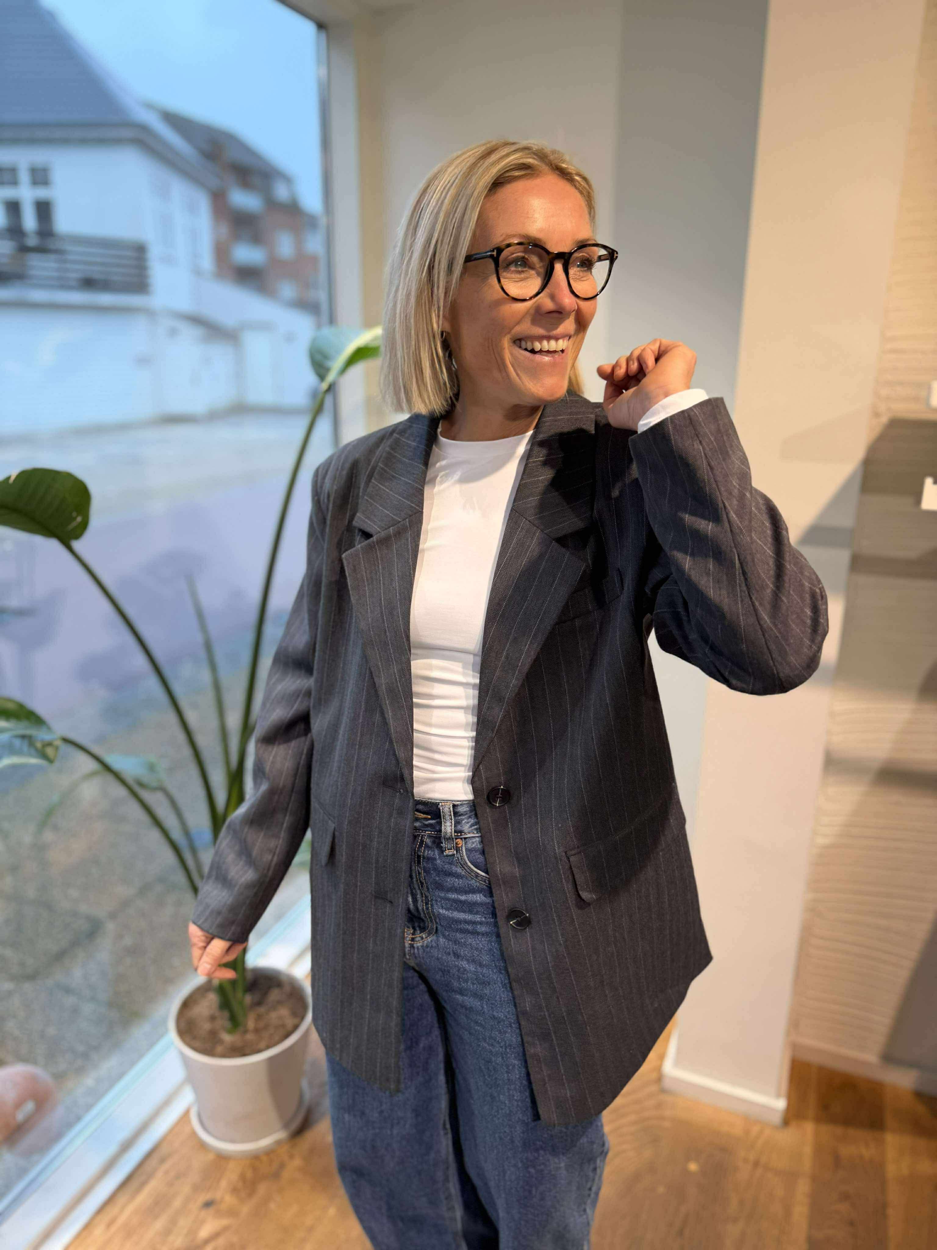 NMCELIA Blazer - Dark Grey Melange